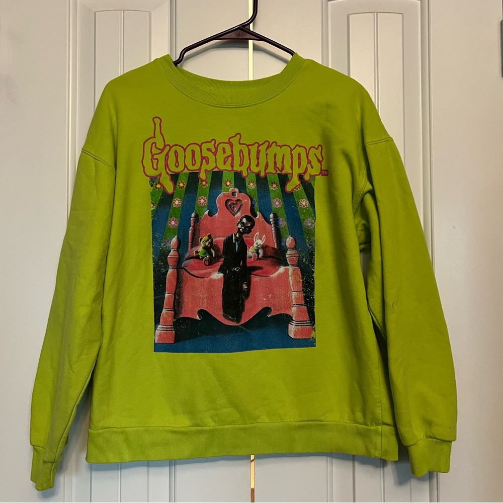 Goosebumps Sweater Men's Large Neon Green Night Of The Living Dummy Sweatshirt